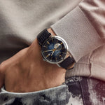 Load image into Gallery viewer, Aerojet Classic – Blue Sunray Dial with Leather Strap