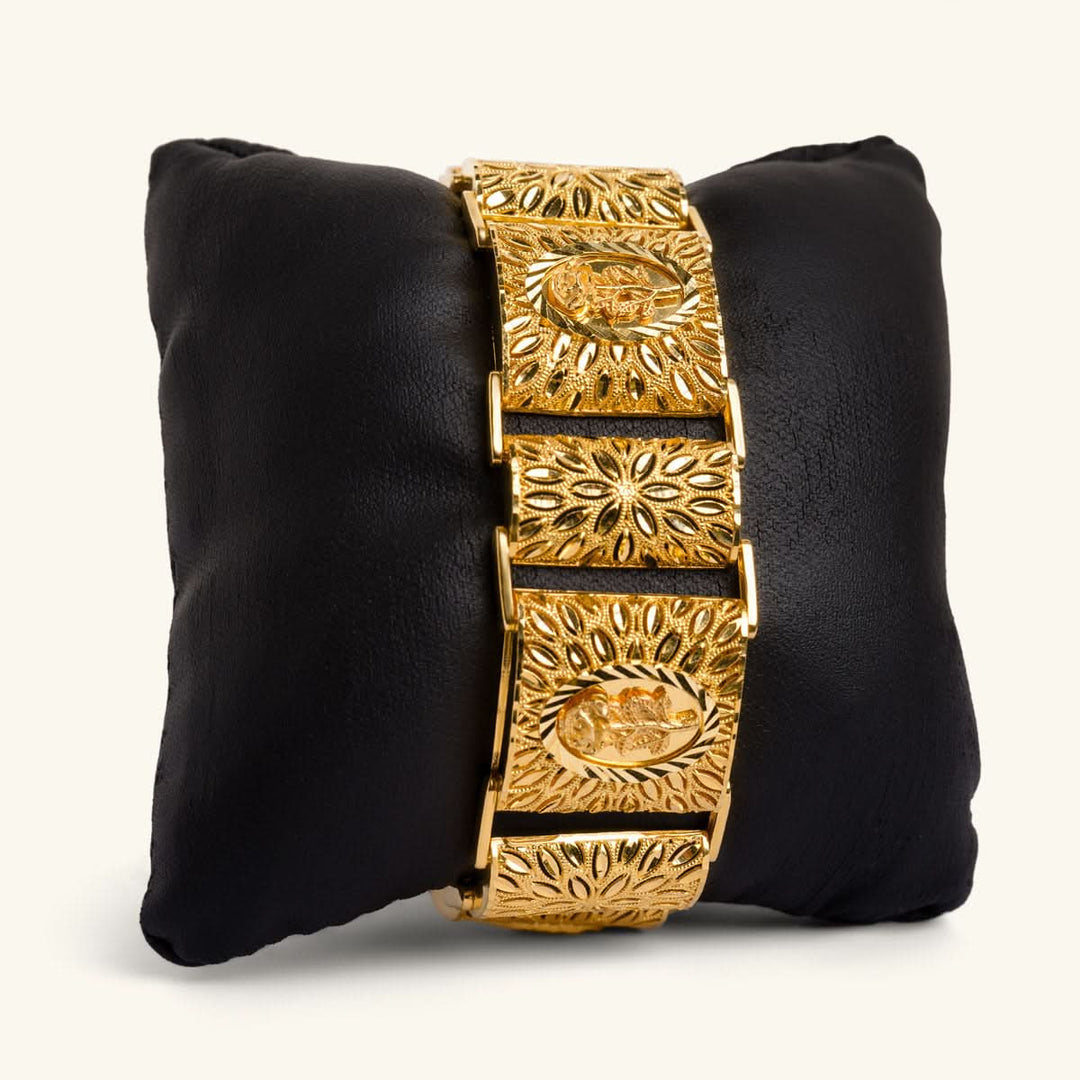 Gold Floral Engraved Bracelet