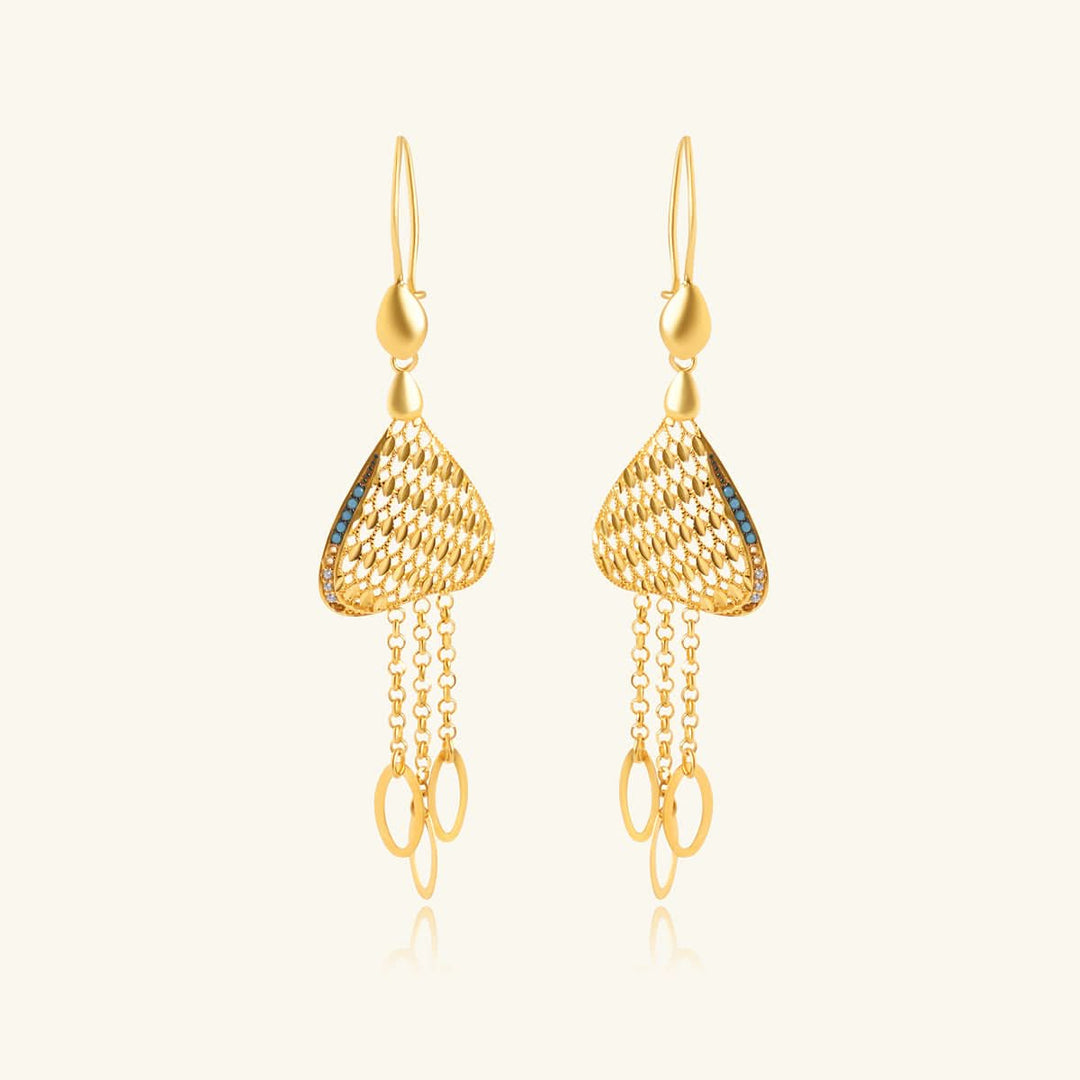 Blue Stone Triangle Hanging Earrings