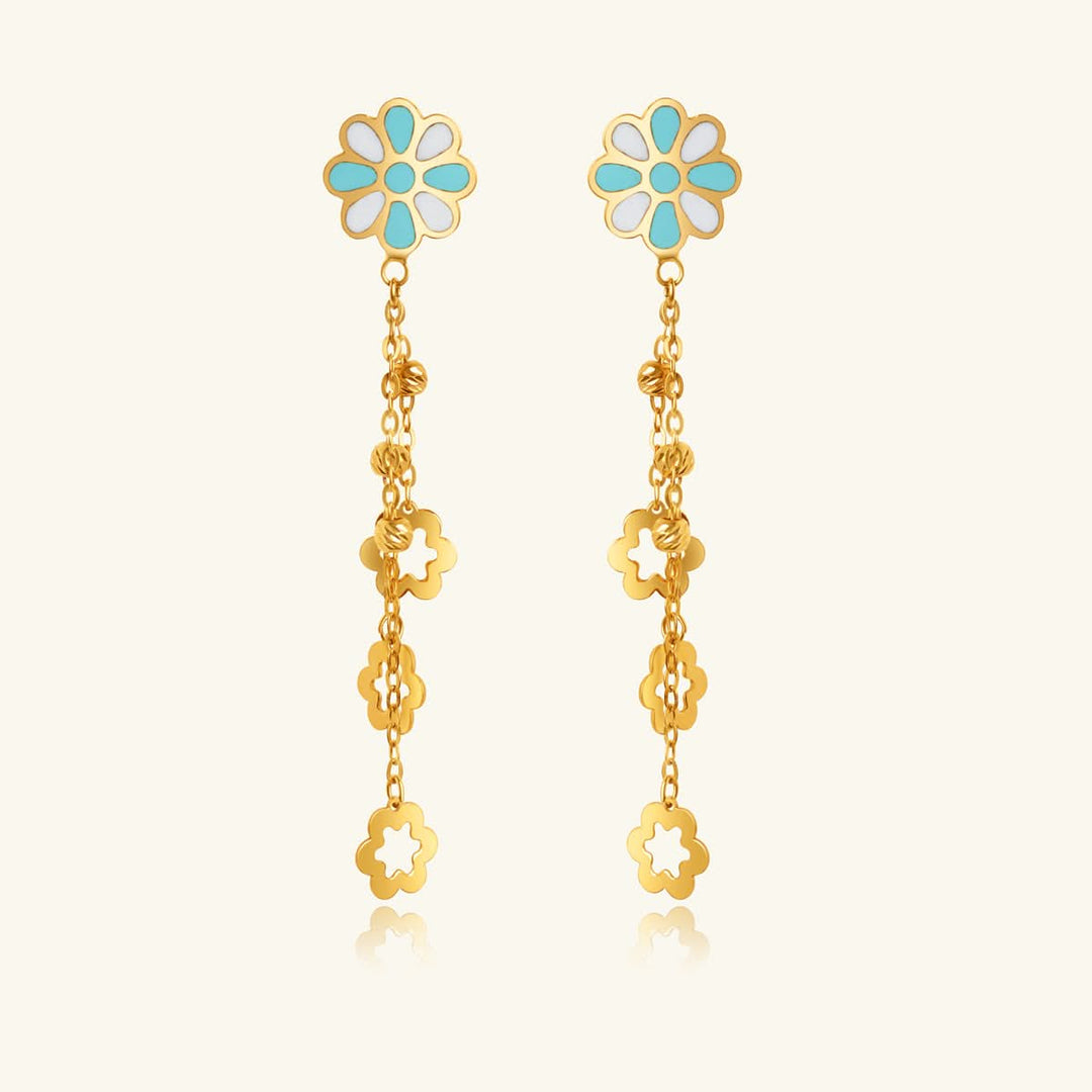 Blue Flower Dangle Earrings