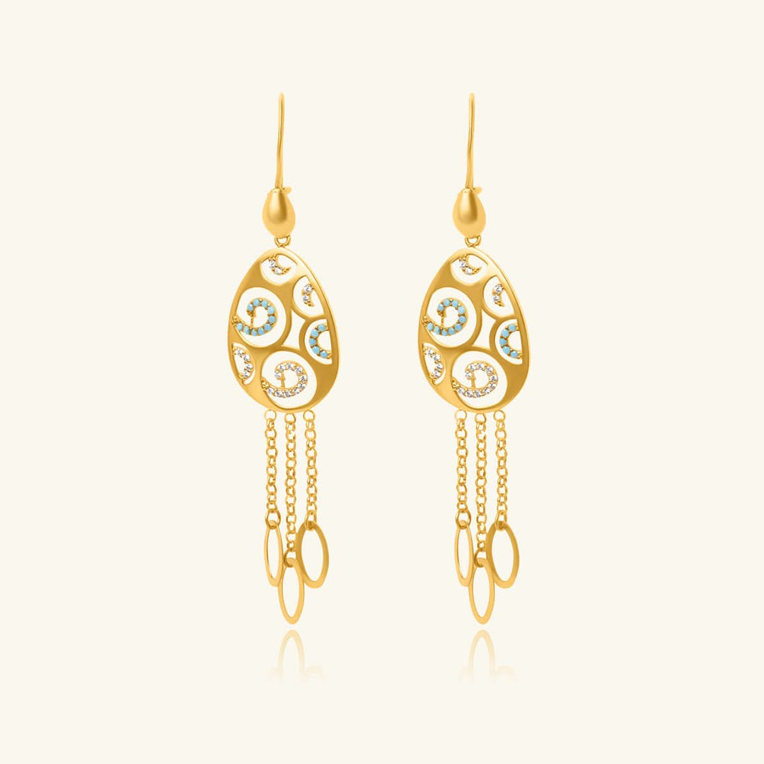 Teardrop Blue Stone Hanging Earrings