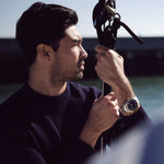 Load image into Gallery viewer, Marine Star Series B, Gold-Tone with Blue Dial
