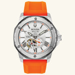 Load image into Gallery viewer, Marine Star Series A, Silver-Tone with Orange Strap