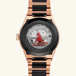 Load image into Gallery viewer, Bulova Millennia Latin GRAMMY watch with black dial and rose gold accents, elegant luxury timepiece.