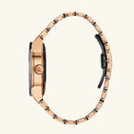 Load image into Gallery viewer, Bulova Millennia Latin GRAMMY watch with black dial and rose gold accents, elegant men's wristwatch with sleek design.
