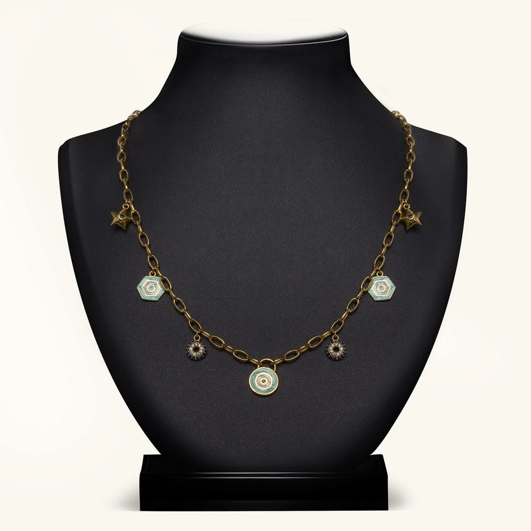 Gold Chain Necklace with Charms