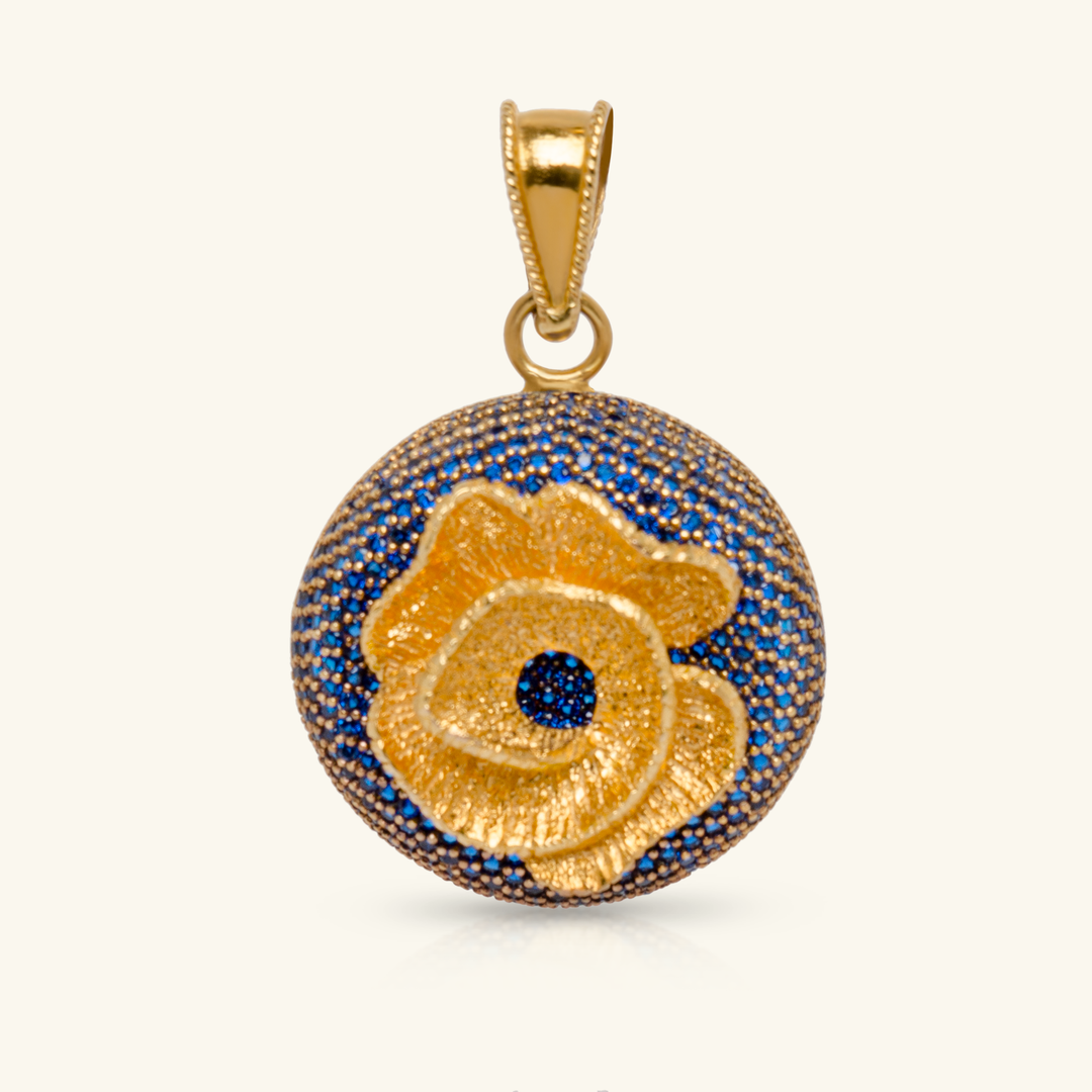 Gold & Sapphire Flower Pendant