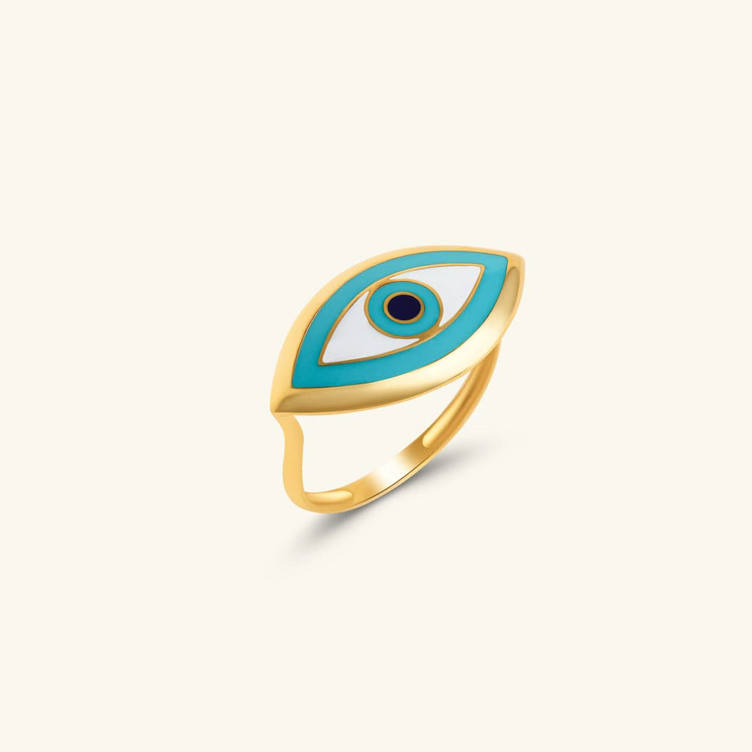 Gold Evil Eye Oval Ring