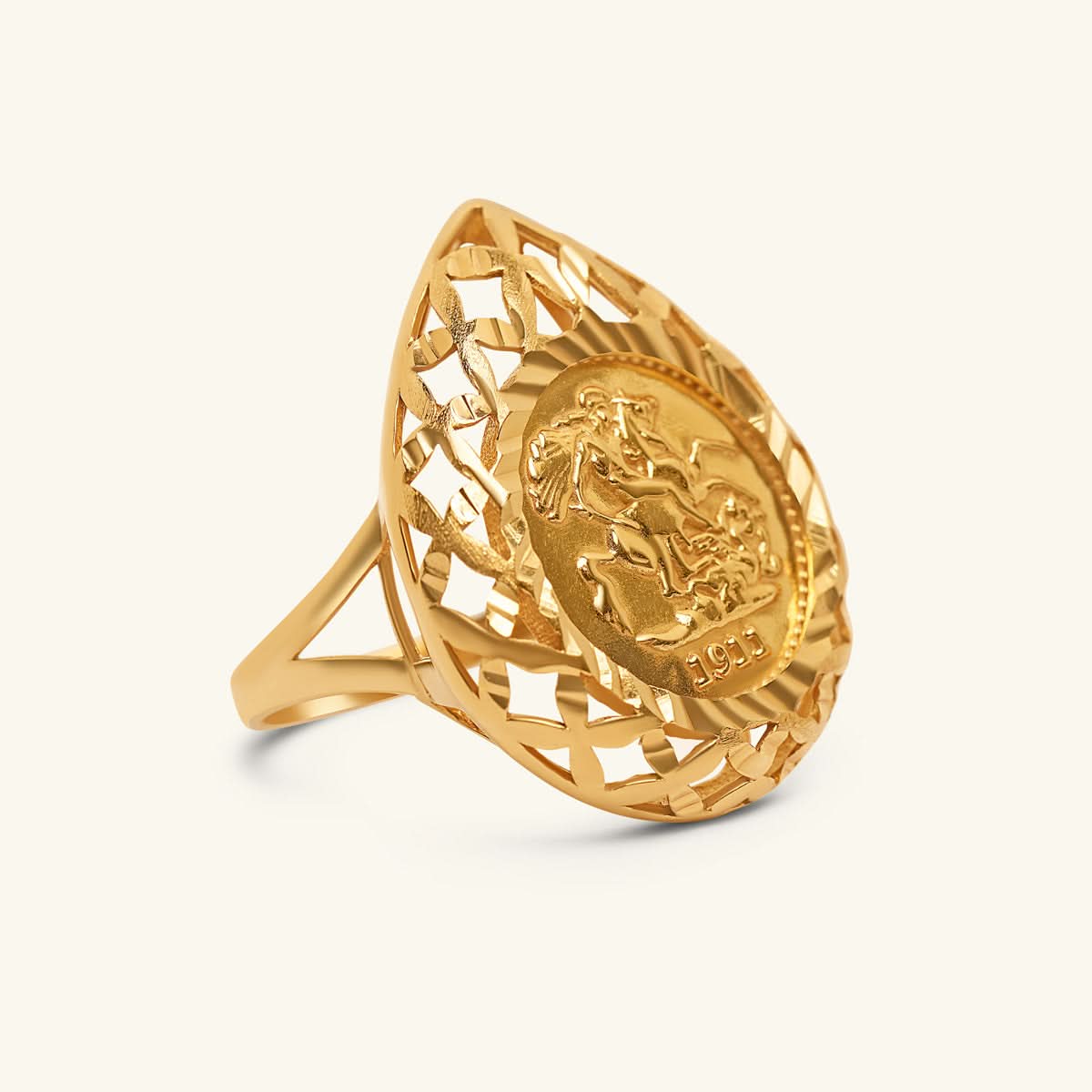 English Coin Design Ring