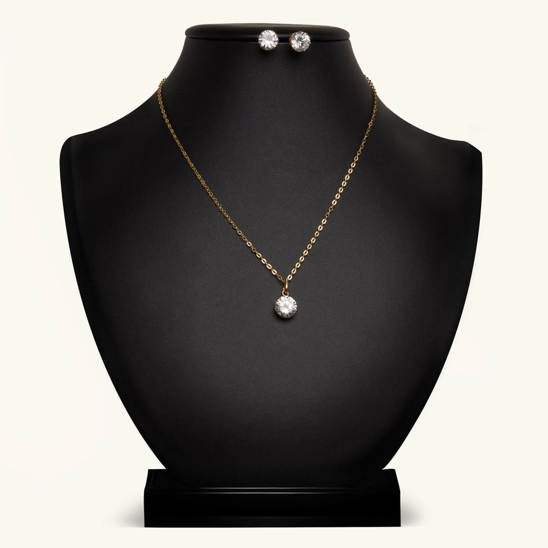 Timeless Brilliance 21K Gold Solitaire Jewelry Set