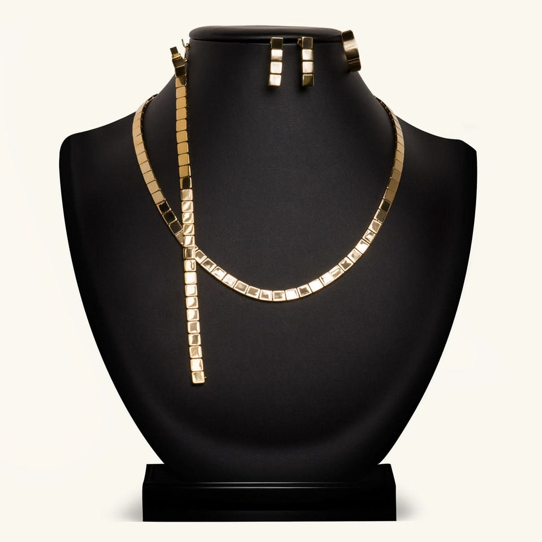 Golden Mirage 18K Geometric Statement Set