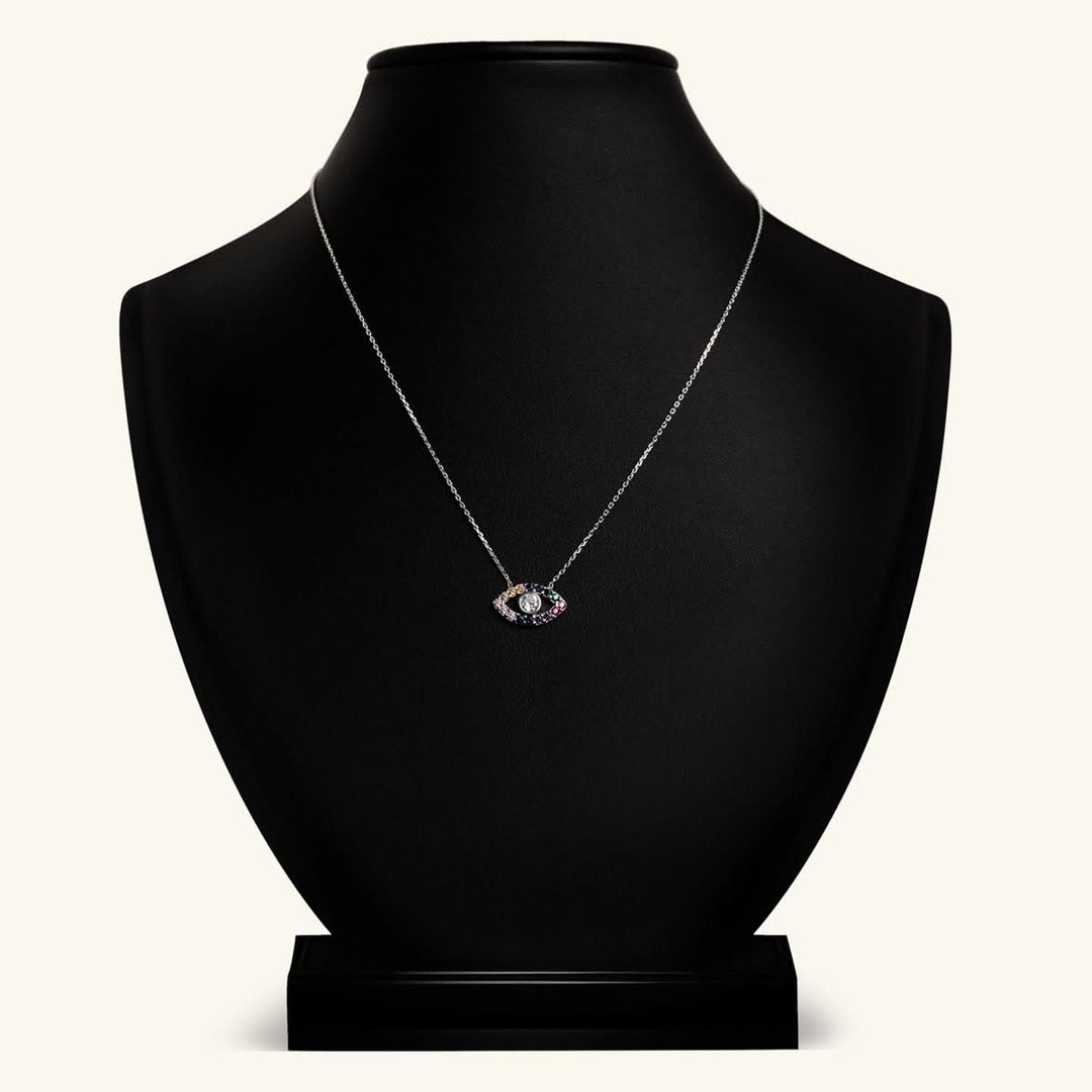 Silver Multicolor Protection Eye Pendant Necklace