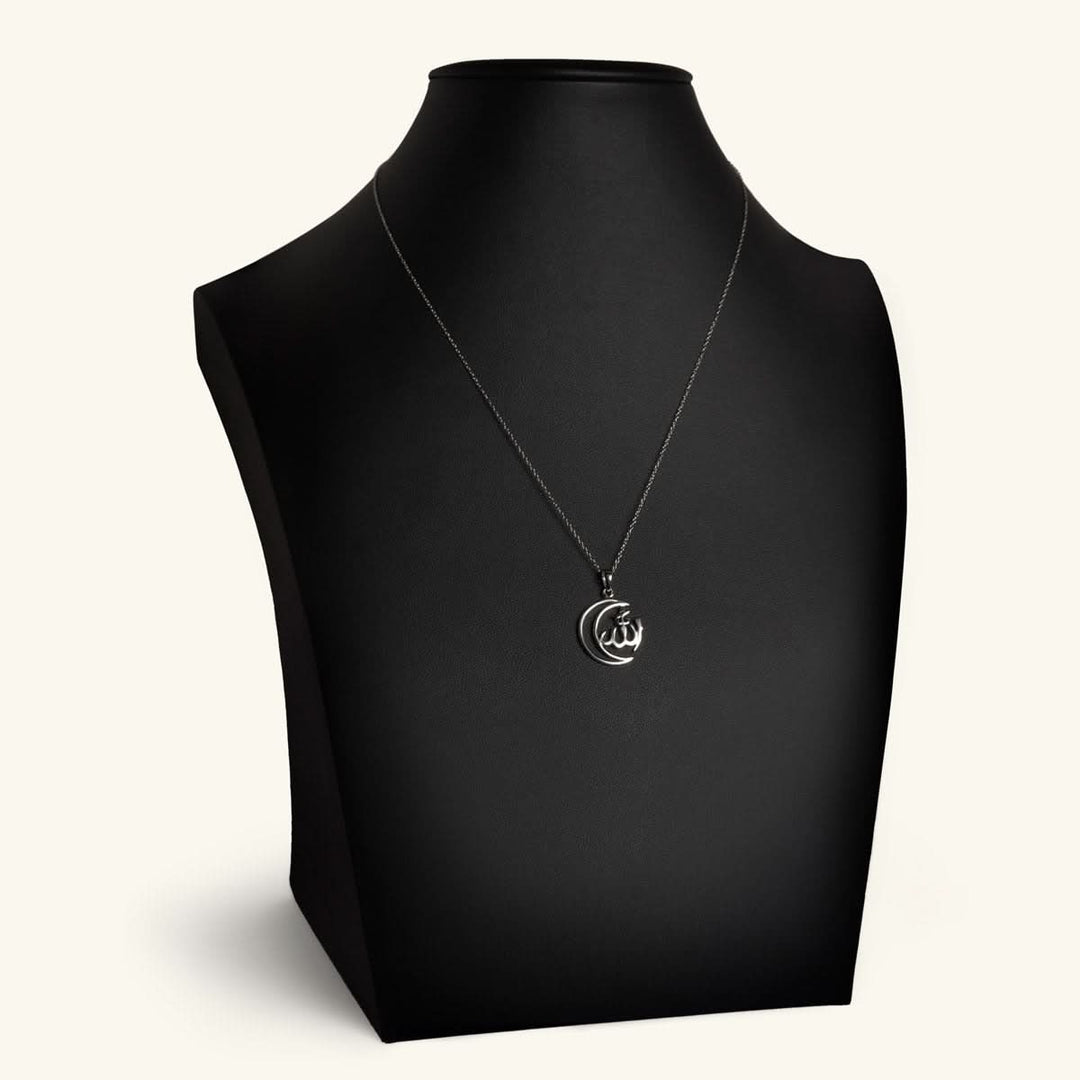 Silver Crescent Allah Pendant