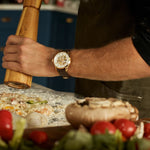 Load image into Gallery viewer, Sutton Classic – Gold Skeleton, Leather Strap