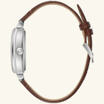Load image into Gallery viewer, Bulova Sutton Classic watch with silver dial and brown leather strap, showcasing elegant design and classic timepiece features.