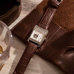 Load image into Gallery viewer, Bulova Sutton Classic watch with silver dial and brown leather strap, elegant men's timepiece.