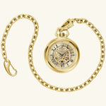 Load image into Gallery viewer, Sutton Pocket Watch – Gold Skeleton Dial