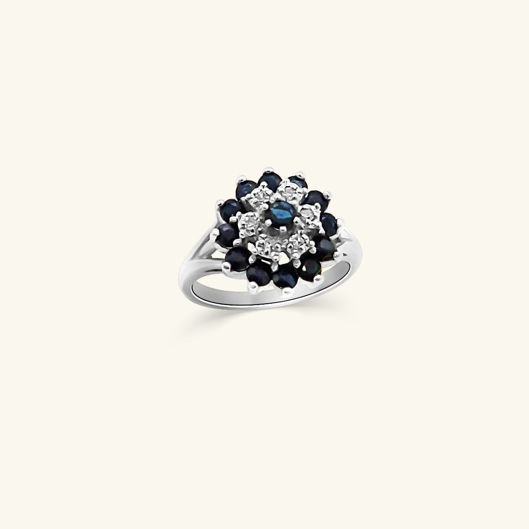 10 Carat Black Diamond Cluster Ring in White Gold