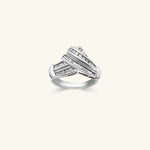 Load image into Gallery viewer, 10K Diamond Baguette Crossover Statement Ring
