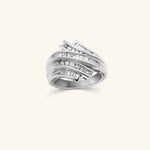 Load image into Gallery viewer, 10K Diamond Baguette Crossover Statement Ring
