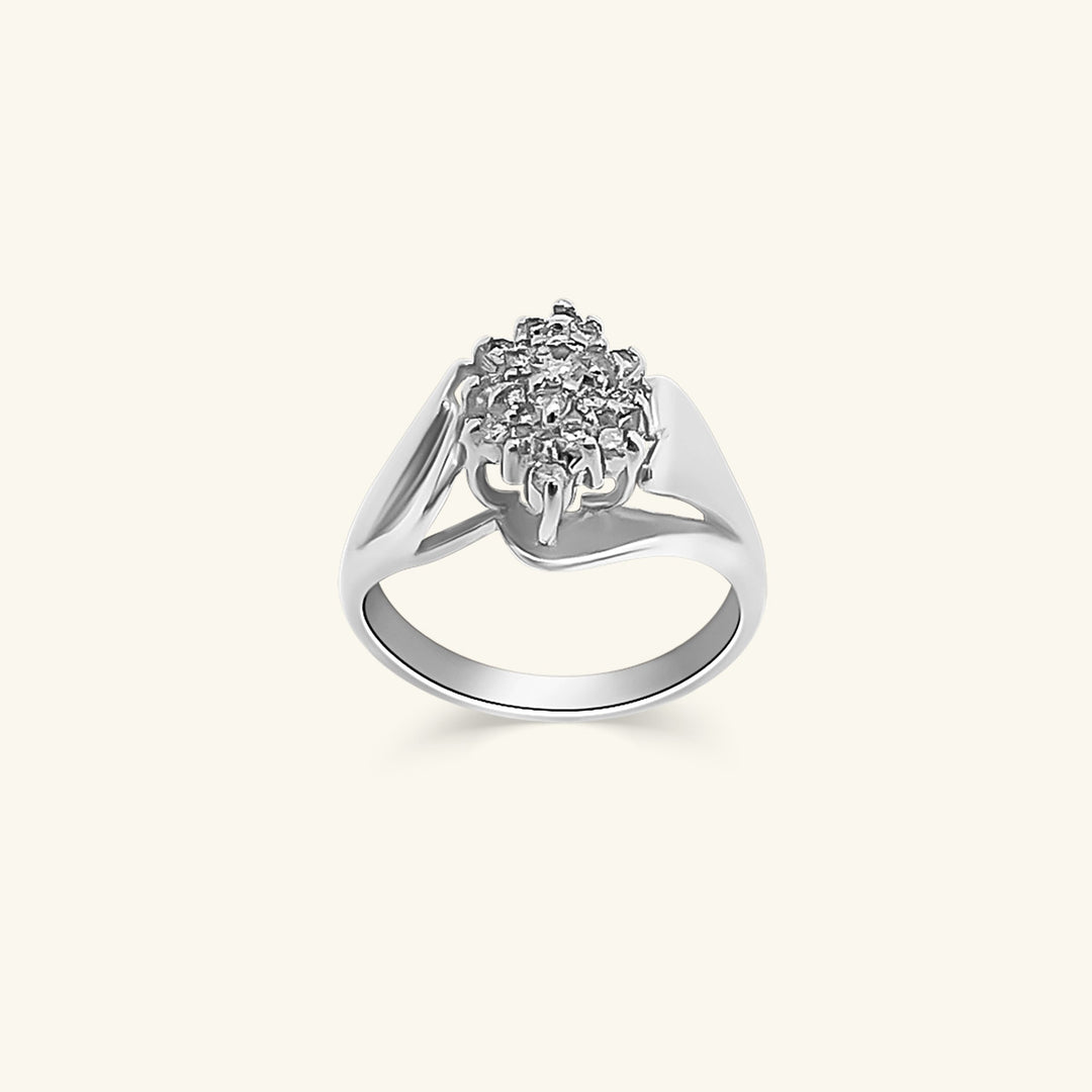 10K Diamond Cluster Engagement Ring