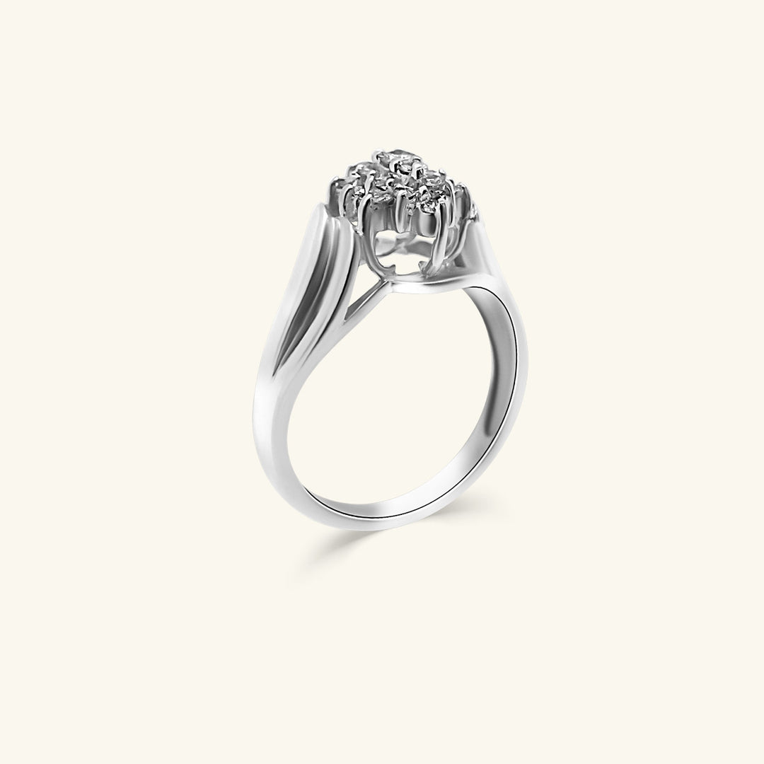 10K Diamond Cluster Engagement Ring