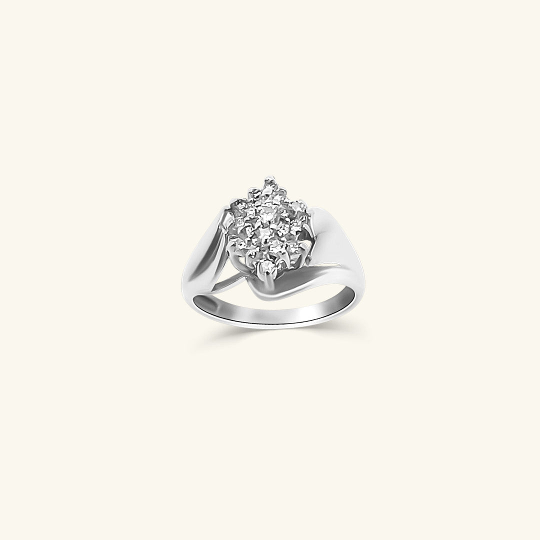 10K Diamond Cluster Engagement Ring