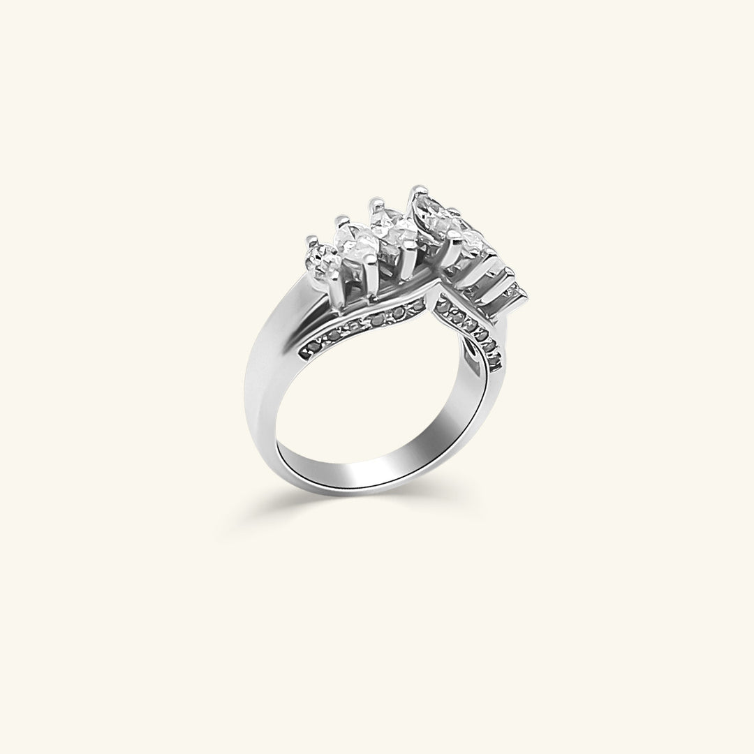 10K Diamond Crown Cluster Statement Ring