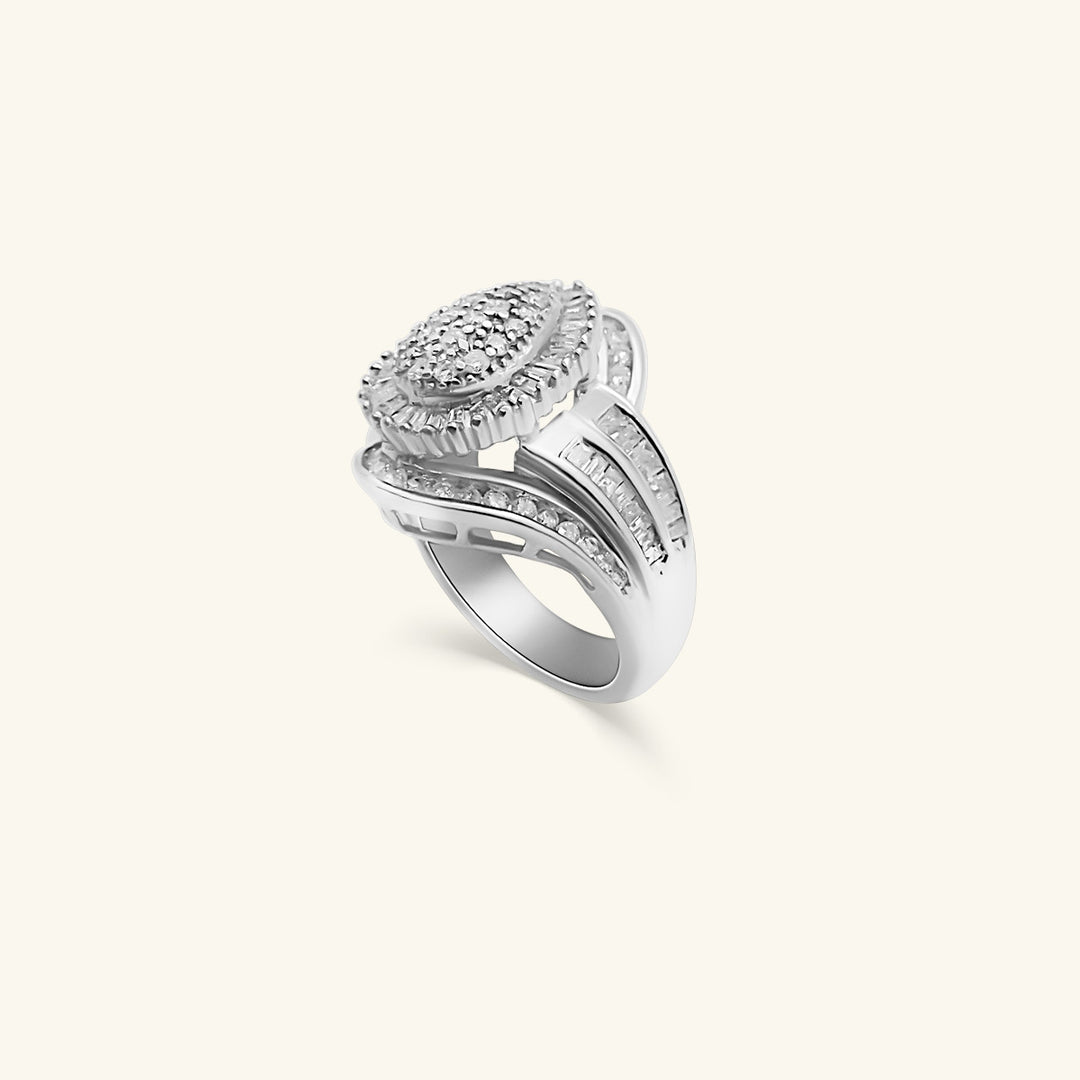 10K Diamond Fan Cluster Statement Ring