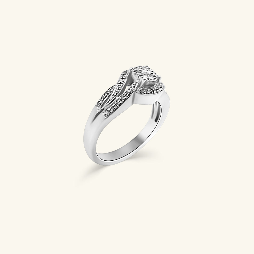 10K Diamond Infinity Twist Cluster Ring