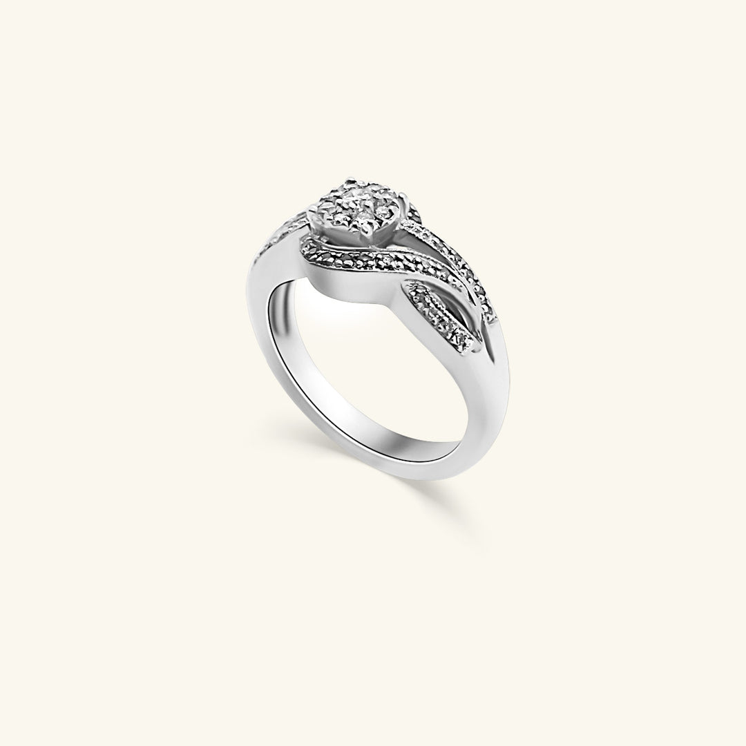 10K Diamond Infinity Twist Cluster Ring