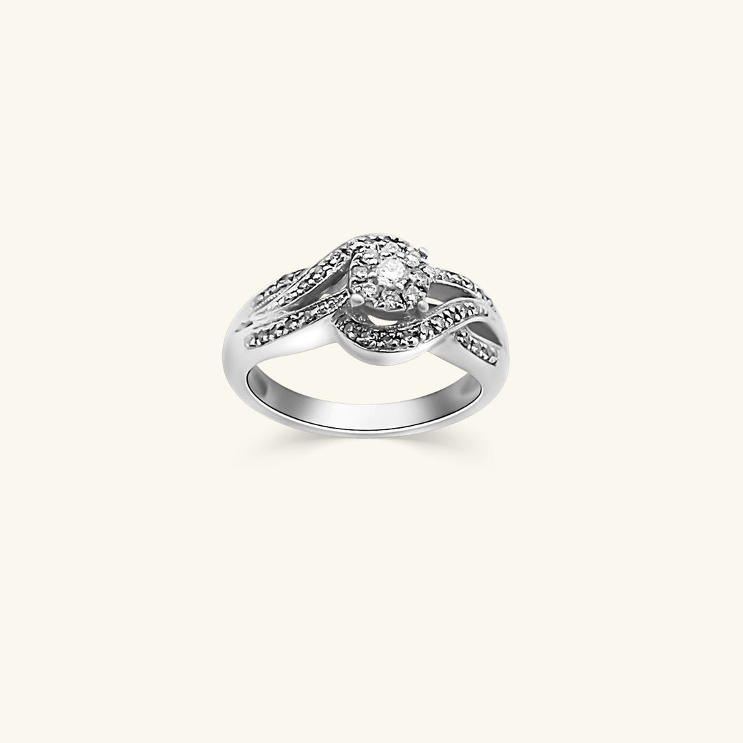 10K Diamond Infinity Twist Cluster Ring