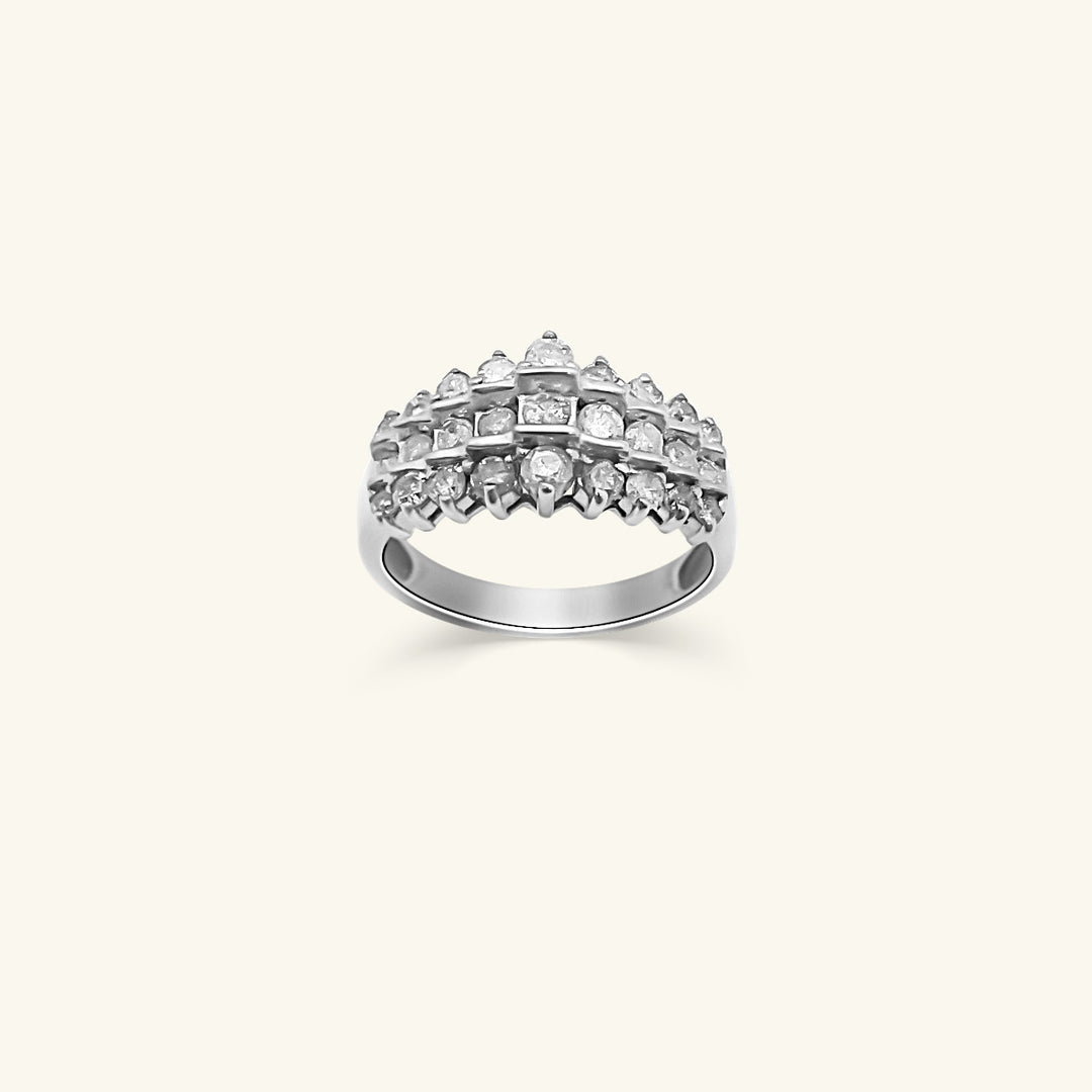 10K Diamond Multi-Row Cluster Band Ring
