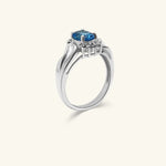 Load image into Gallery viewer, 10K Oval Blue Topaz &amp; Diamond Halo Ring
