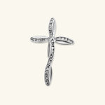 Load image into Gallery viewer, 10K White Gold Curved Pavé Diamond Cross Pendant
