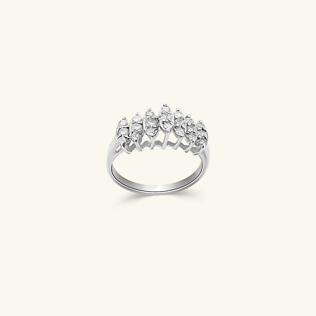 10K White Gold Round Diamond Band Ring