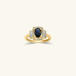 Load image into Gallery viewer, 10K Yellow Gold Oval Sapphire &amp; Diamond Ring
