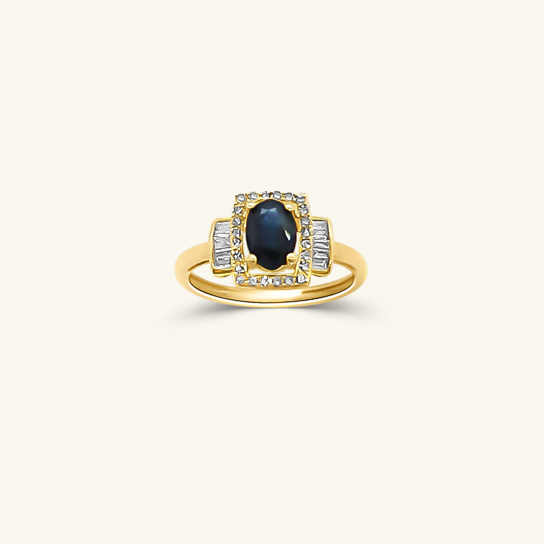 10K Yellow Gold Oval Sapphire & Diamond Ring