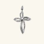 Load image into Gallery viewer, 12K White Gold Floral Diamond Cross Pendant
