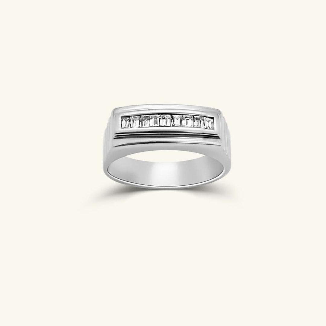 14K White Gold Baguette Men’s Diamond Channel Ring
