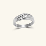 Load image into Gallery viewer, 14K White Gold Baguette Men’s Diamond Wave Band Ring
