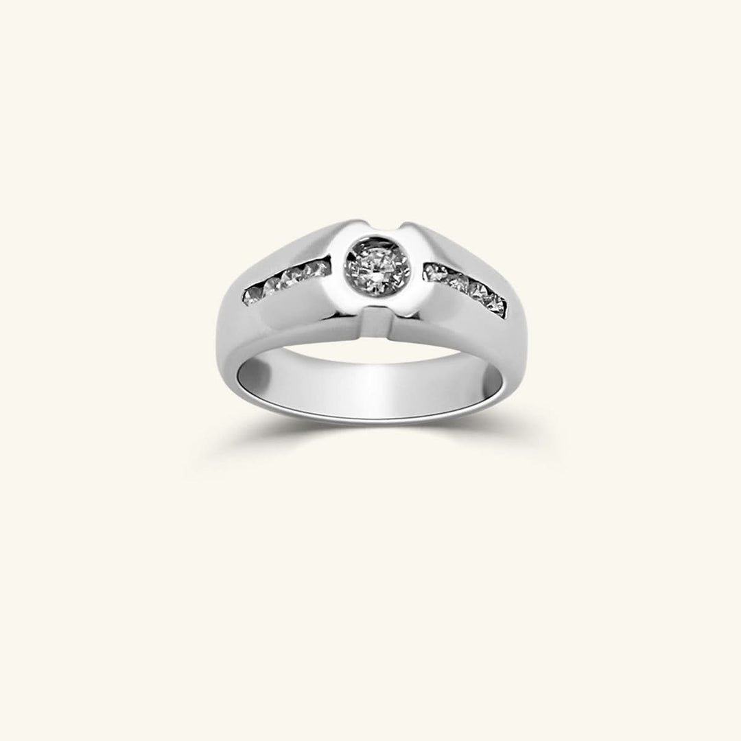 14K White Gold Bezel-Set Men’s Diamond Ring