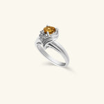 Load image into Gallery viewer, 14K White Gold Heart-Cut Yellow Citrine Ring with Diamond Accents
