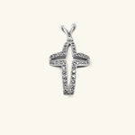 Load image into Gallery viewer, 14K White Gold Open Pavé Diamond Cross Pendant
