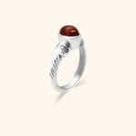 Load image into Gallery viewer, 14K White Gold Oval Cabochon Garnet Ring with Diamond Accents
