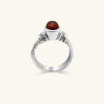Load image into Gallery viewer, 14K White Gold Oval Cabochon Garnet Ring with Diamond Accents
