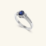 Load image into Gallery viewer, 14K White Gold Oval Sapphire Diamond Accent Ring
