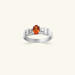 Load image into Gallery viewer, 14K White Gold Oval Yellow Gemstone Ring with Diamond Accent Band
