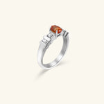 Load image into Gallery viewer, 14K White Gold Oval Yellow Gemstone Ring with Diamond Accent Band
