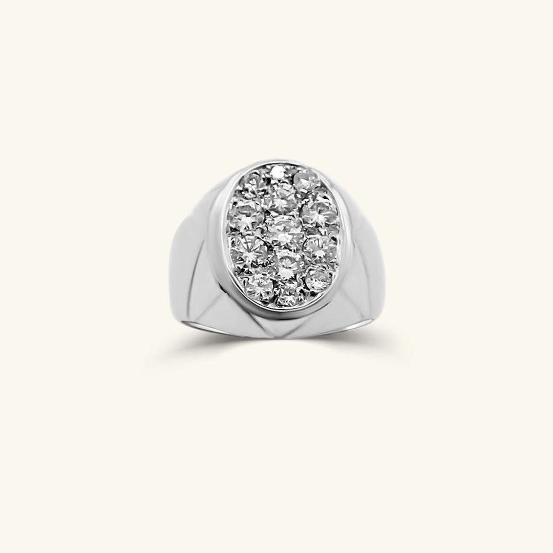 14K White Gold Pavé Men’s Diamond Signet Ring